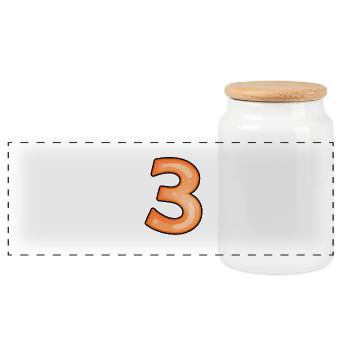 Number 3 - Panoramic Cookie Jar with Wooden Lid - white - Front