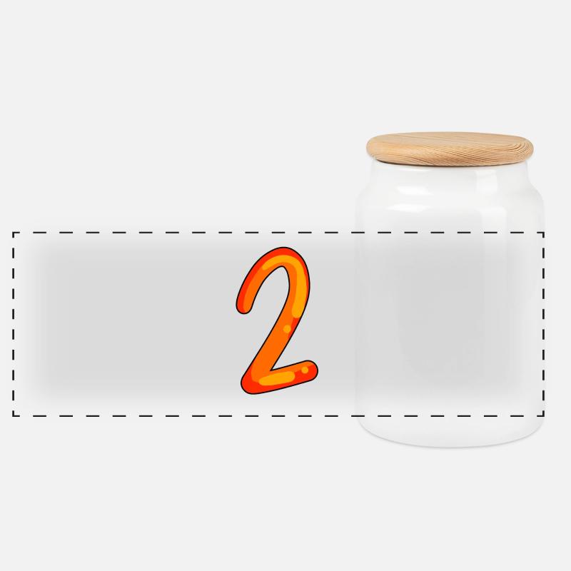 2 - Panoramic Cookie Jar with Wooden Lid - white