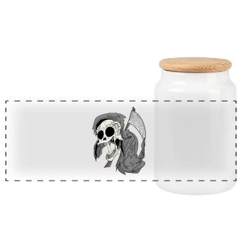 Grim Reaper laughs funny - Panoramic Cookie Jar with Wooden Lid - white - Front