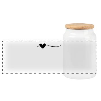 Ligne coeur noir - Boîte à biscuits avec couvercle en bois - blanc - Devant