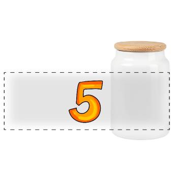 5 - Panoramic Cookie Jar with Wooden Lid - white - Front