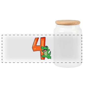 4th birthday - 4 years old - children's birthday party - Panoramic Cookie Jar with Wooden Lid - white - Front