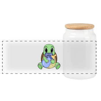 Bébé Tortue - Boîte à biscuits avec couvercle en bois - blanc - Devant