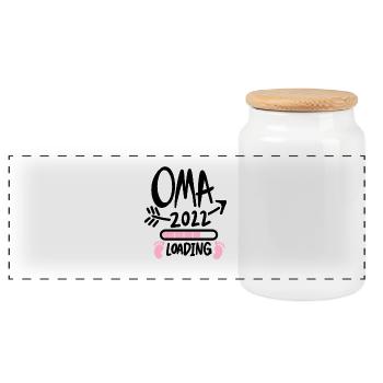 Oma 2022 - Werdende Oma 2022 - Panorama Keksdose mit Holzdeckel - Weiß - Vorne