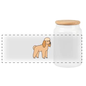Pudel Hund Hunderasse - Panorama Keksdose mit Holzdeckel - Weiß - Vorne