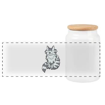 Maine Coon Katze - Panorama Keksdose mit Holzdeckel - Weiß - Vorne