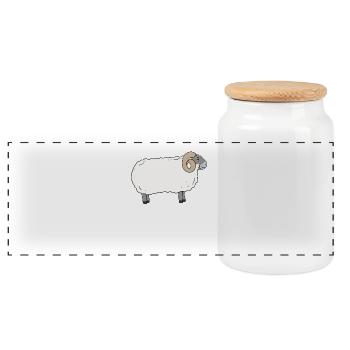 Scottish Blackface Sheep - Panoramic Cookie Jar with Wooden Lid - white - Front