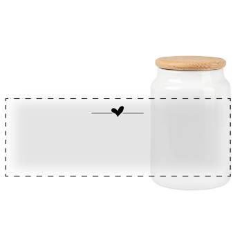 Heart Line - Panoramic Cookie Jar with Wooden Lid - white - Front