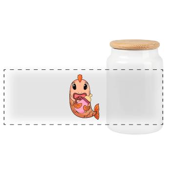Bébé poisson - Boîte à biscuits avec couvercle en bois - blanc - Devant
