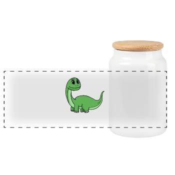 Dino Motif - Boîte à biscuits avec couvercle en bois - blanc - Devant