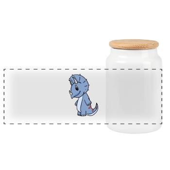 Dino Motif - Boîte à biscuits avec couvercle en bois - blanc - Devant