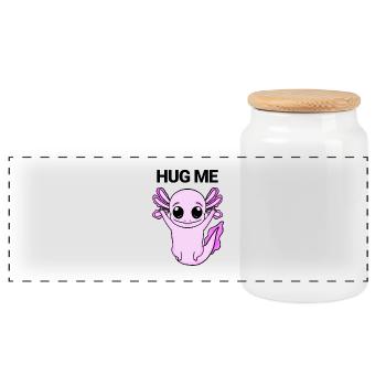Axolotl Hug - Panoramic Cookie Jar with Wooden Lid - white - Front