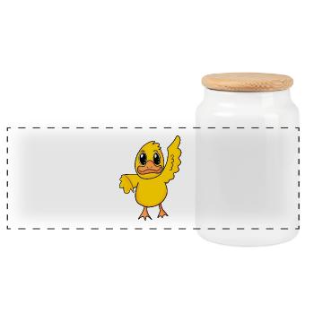 Canard - Boîte à biscuits avec couvercle en bois - blanc - Devant