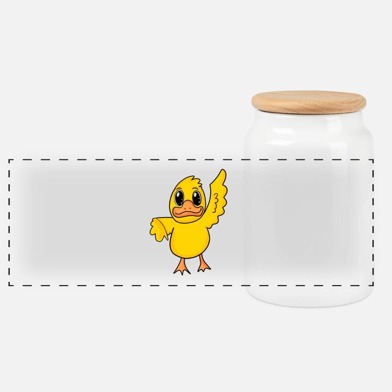 Duck - Panoramic Cookie Jar with Wooden Lid - white