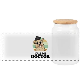 Thèse de doctorat Doctorat Doctorat Doctorat - Boîte à biscuits avec couvercle en bois - blanc - Devant