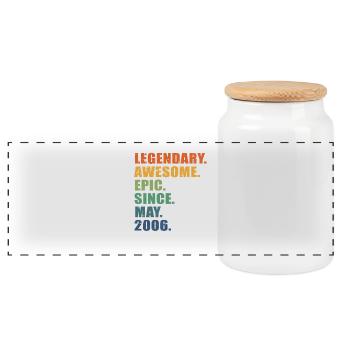 17th Birthday, May 2006, 17 Year Anniversary - Panoramic Cookie Jar with Wooden Lid - white - Front