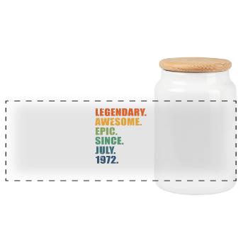 50e anniversaire, juillet 1972, 50e anniversaire - Boîte à biscuits avec couvercle en bois - blanc - Devant