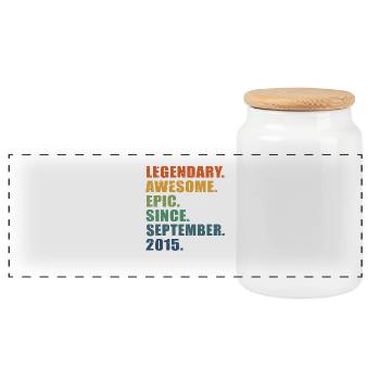 8e anniversaire, septembre 2015, 8e anniversaire - Boîte à biscuits avec couvercle en bois - blanc - Devant