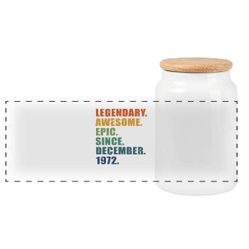 50e anniversaire, décembre 1972, 50e anniversaire - Boîte à biscuits avec couvercle en bois - blanc - Devant