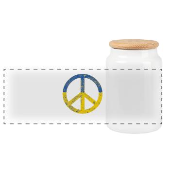 Ukraine Flagge Friedenssymbol - Flagge der Ukraine - Panorama Keksdose mit Holzdeckel - Weiß - Vorne