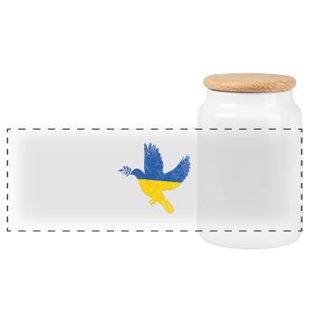 Ukraine Flagge Friedenssymbol - Flagge der Ukraine - Panorama Keksdose mit Holzdeckel - Weiß - Vorne