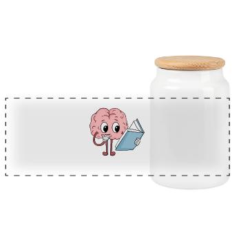 Brain reading - Panoramic Cookie Jar with Wooden Lid - white - Front