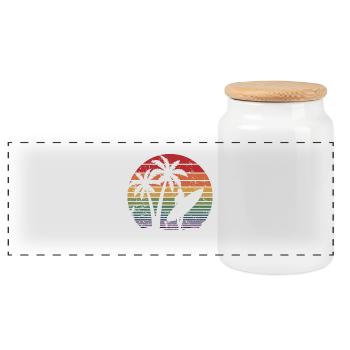 Retro Vintage Beach Surfer Surfboarder Surfing Fan - Panoramic Cookie Jar with Wooden Lid - white - Front