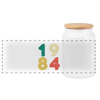 Jahrgang 1984 Rétro Vintage - Boîte à biscuits avec couvercle en bois - blanc - Devant