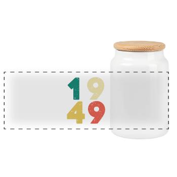 Jahrgang 1949 Retro Vintage - Panoramic Cookie Jar with Wooden Lid - white - Front