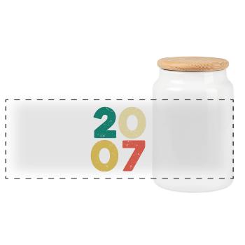 2007 - Vintage 2007 Retro Vintage - Panoramic Cookie Jar with Wooden Lid - white - Front