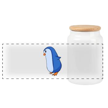 Pinguin - Panorama Keksdose mit Holzdeckel - Weiß - Vorne