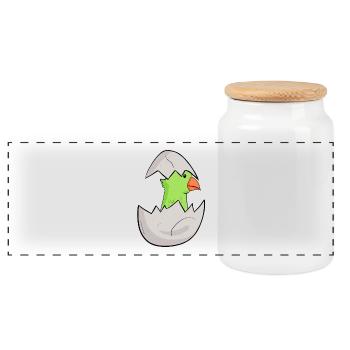 Baby Parrot - Panoramic Cookie Jar with Wooden Lid - white - Front