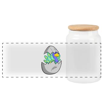 Baby Peacock - Panoramic Cookie Jar with Wooden Lid - white - Front