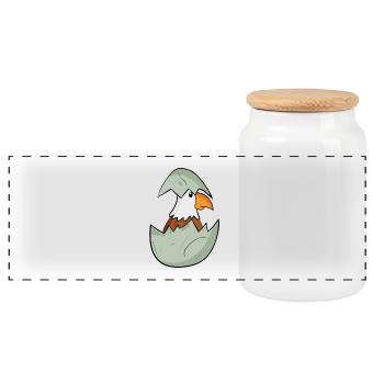 Baby Eagle - Panoramic Cookie Jar with Wooden Lid - white - Front