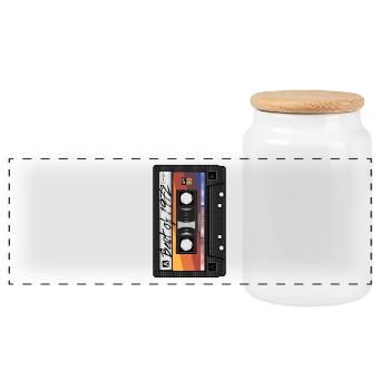Best Of 1972 Mixtape Kassette 70er Jahre Party Mix - Panorama Keksdose mit Holzdeckel - Weiß - Vorne