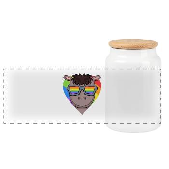 LGBT Animal Horse Arc-en-ciel - Boîte à biscuits avec couvercle en bois - blanc - Devant
