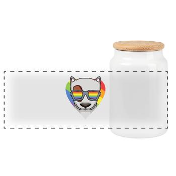 Chien LGBT Bull Terrier Rainbow - Boîte à biscuits avec couvercle en bois - blanc - Devant