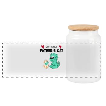 Fête des Pères - Premier cadeau de la fête des Pères - Boîte à biscuits avec couvercle en bois - blanc - Devant