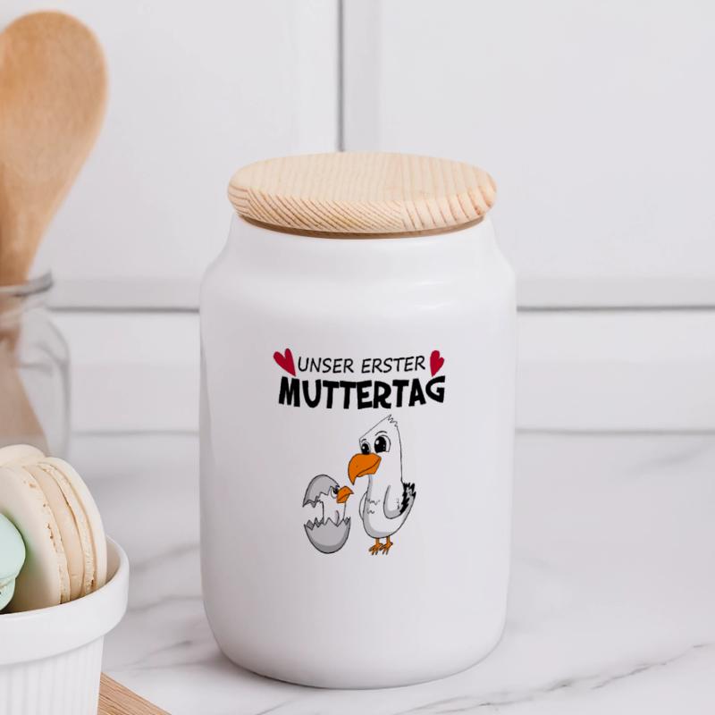 Muttertag Geschenk - Unser erster Muttertag Panorama Keksdose mit Holzdeckel