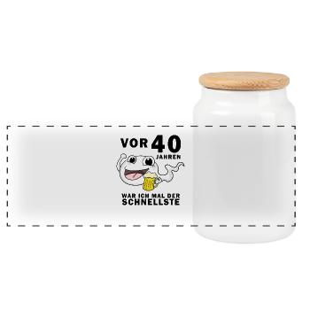 40 Jubiläum Spruch - 40 Jahre - 40. Geburtstag - Panorama Keksdose mit Holzdeckel - Weiß - Vorne