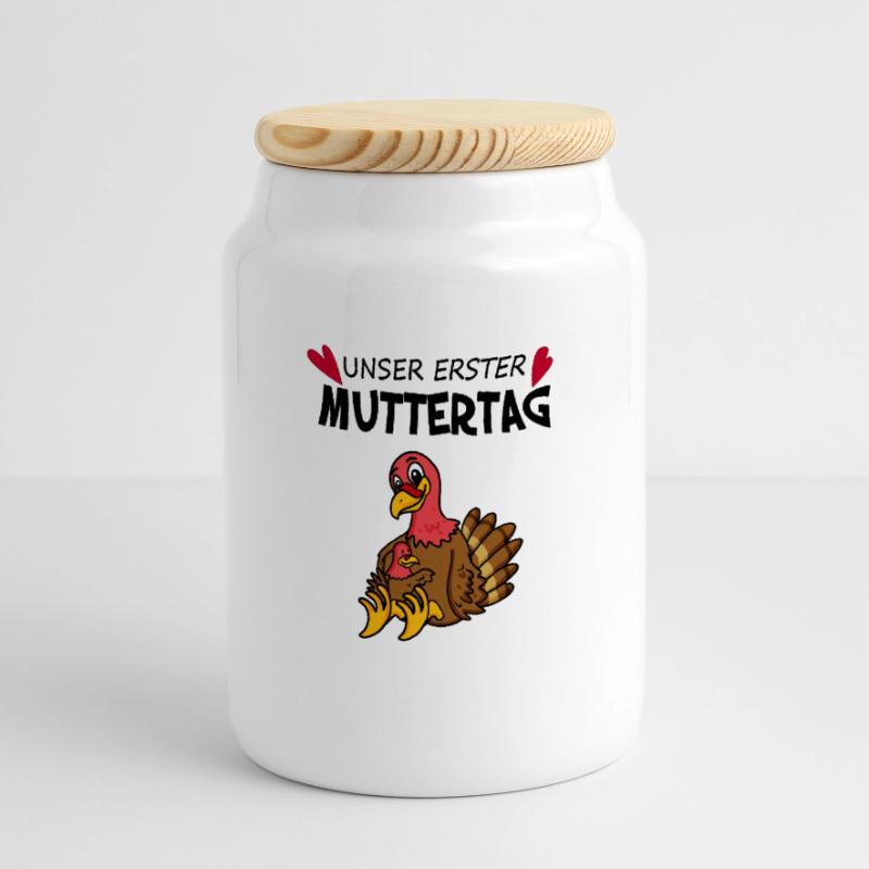Muttertag Geschenk - Unser erster Muttertag Panorama Keksdose mit Holzdeckel