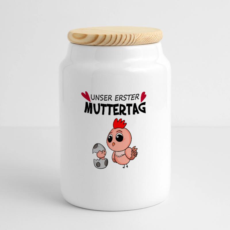 Muttertag Geschenk - Unser erster Muttertag Panorama Keksdose mit Holzdeckel