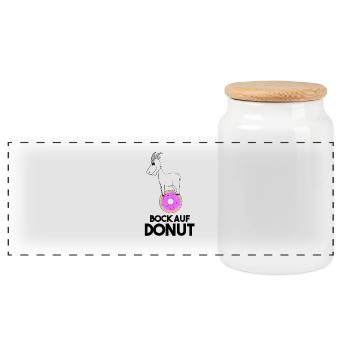 Bock auf Donut - Ziege Ziegenbock - Panorama Keksdose mit Holzdeckel - Weiß - Vorne