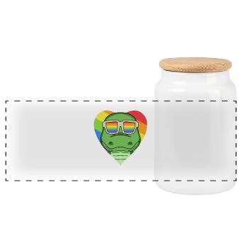 LGBT Tier Krokodile Regenbogen Herz - Panorama Keksdose mit Holzdeckel - Weiß - Vorne