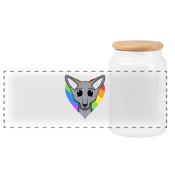 LGBT Katze Sphynx Regenbogen - Panorama Keksdose mit Holzdeckel - Weiß - Vorne