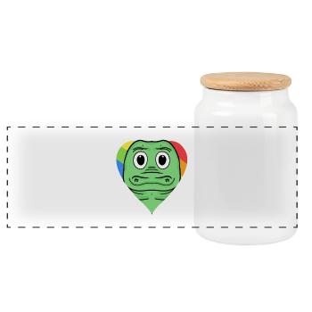 Krokodil Lgbt Regenbogen Farben - Panorama Keksdose mit Holzdeckel - Weiß - Vorne