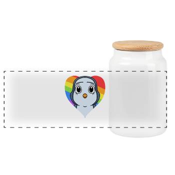 Pinguin Lgbt Regenbogen Farben - Panorama Keksdose mit Holzdeckel - Weiß - Vorne