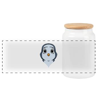 Pinguin - Panorama Keksdose mit Holzdeckel - Weiß - Vorne
