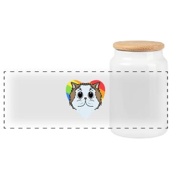 CHAT LGBT Chat Persan Arc-en-ciel - Boîte à biscuits avec couvercle en bois - blanc - Devant