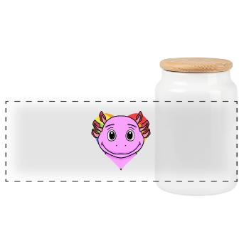Axolotl - Panoramic Cookie Jar with Wooden Lid - white - Front